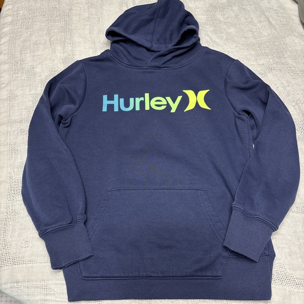 NWOT Hurley Boys Youth 10/12 Navy Sweatshirt with Blue Green Fade Logo